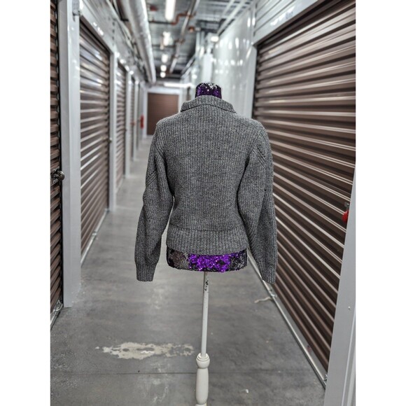 Guess Oversized Medium Pearl Embellished Grey Sweater mock neck - Picture 4 of 8